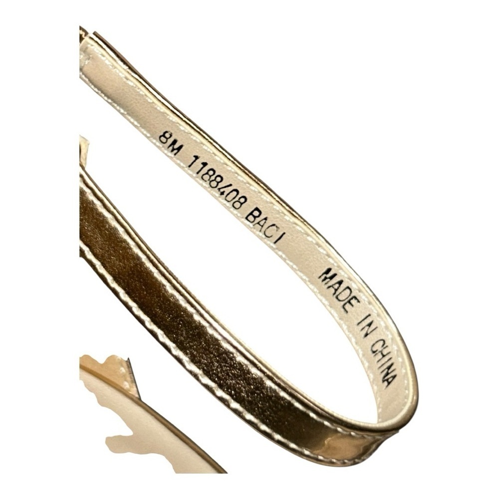 David’s Bridal Triple-Strap Gold Metallic Stiletto heels Style BACI Women’s Sz 8 - Picture 6 of 15